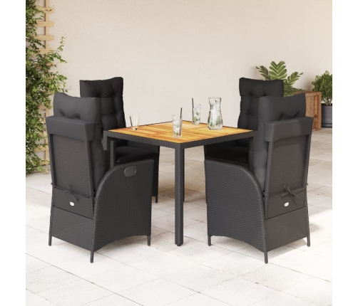 Set de muebles jardín 5 pzas con cojines ratán sintético negro
