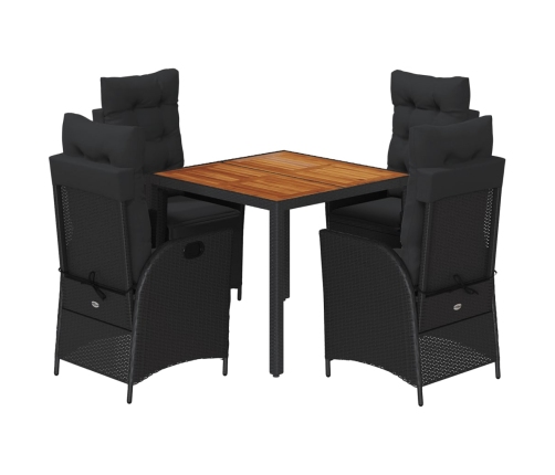 Set de muebles jardín 5 pzas con cojines ratán sintético negro