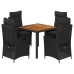 Set de muebles jardín 5 pzas con cojines ratán sintético negro