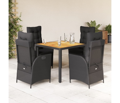 Set de muebles jardín 5 pzas con cojines ratán sintético negro