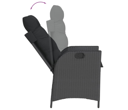 Set de comedor de jardín 9 pzas y cojines ratán sintético negro