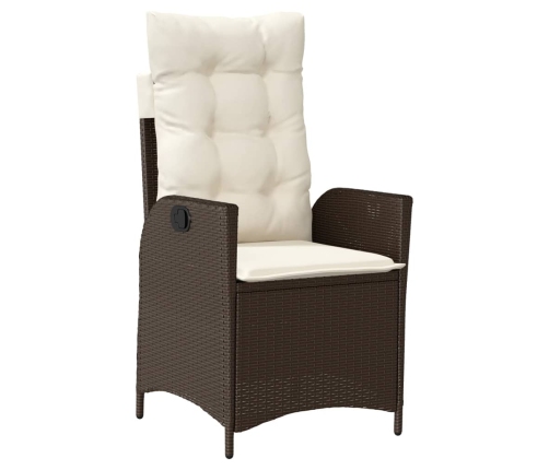 Set comedor para jardín 9 pzas y cojines ratán sintético marrón