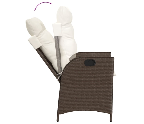 Set comedor para jardín 9 pzas y cojines ratán sintético marrón