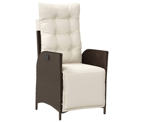 Set comedor para jardín 9 pzas y cojines ratán sintético marrón