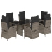 Set comedor jardín 7 pzas y cojines ratán sintético gris