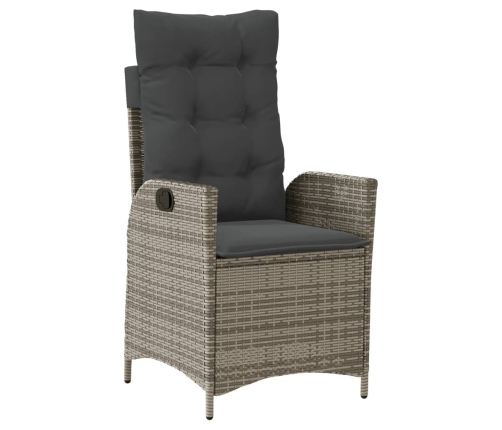Set comedor jardín 7 pzas y cojines ratán sintético gris