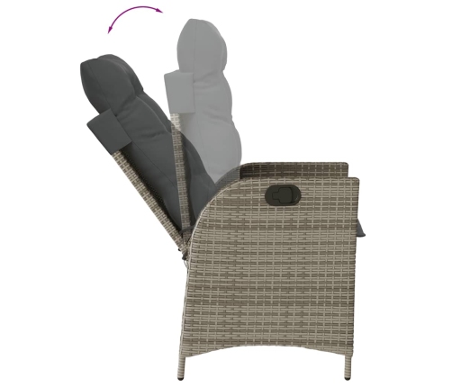 Set comedor jardín 9 pzas y cojines ratán sintético gris