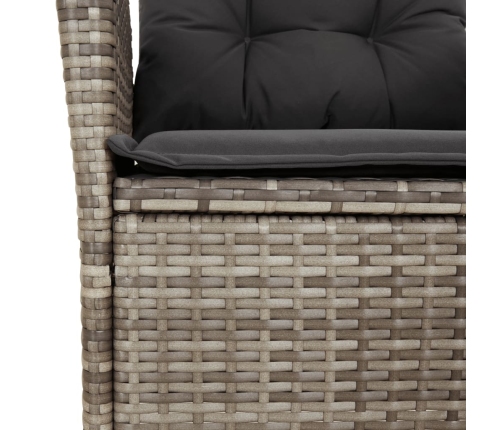 Set comedor jardín 9 pzas y cojines ratán sintético gris