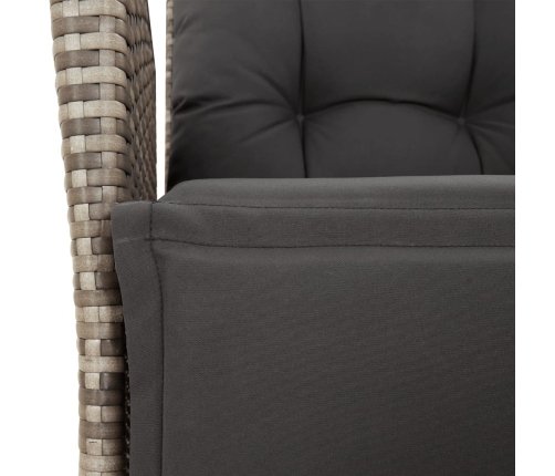 Set comedor jardín 9 pzas y cojines ratán sintético gris