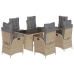 Set comedor de jardín 7 pzas con cojines ratán sintético beige