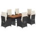 Set de comedor de jardín 7 pzas y cojines ratán sintético negro