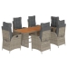 Set comedor jardín 7 pzas y cojines ratán sintético gris