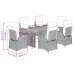 Set comedor jardín 7 pzas y cojines ratán sintético gris
