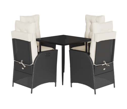 Set de muebles jardín 5 pzas con cojines ratán sintético negro