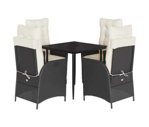 Set de muebles jardín 5 pzas con cojines ratán sintético negro