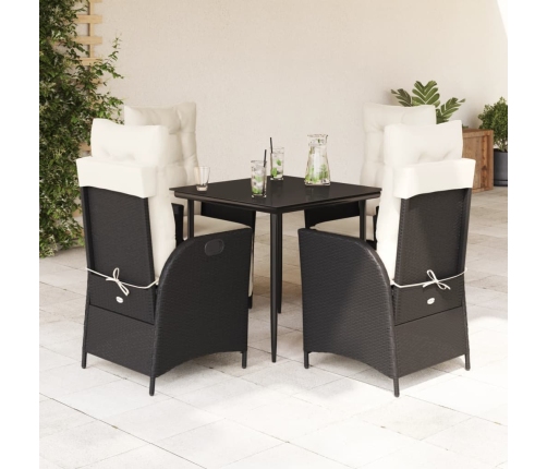 Set de muebles jardín 5 pzas con cojines ratán sintético negro