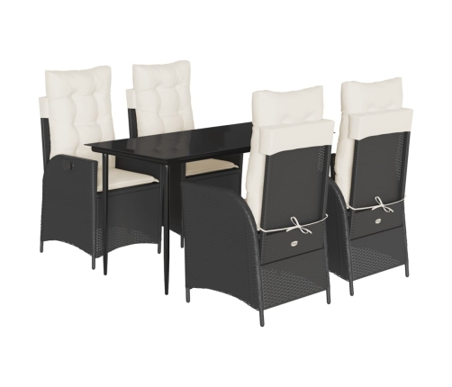 Set de muebles jardín 5 pzas con cojines ratán sintético negro