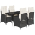 Set de muebles jardín 5 pzas con cojines ratán sintético negro
