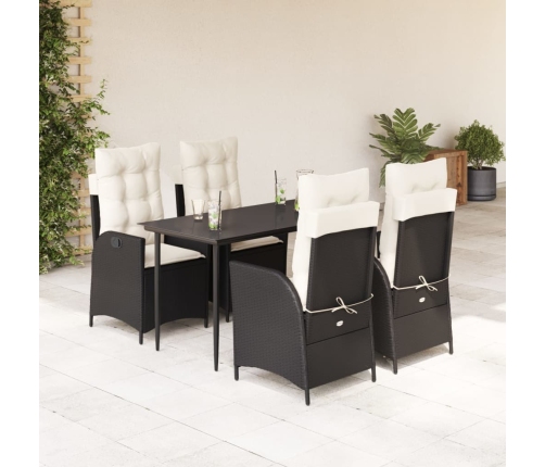 Set de muebles jardín 5 pzas con cojines ratán sintético negro