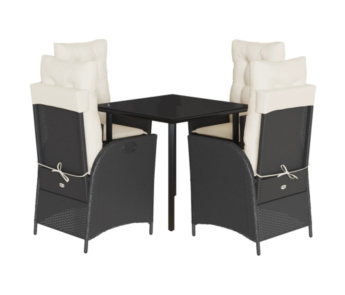 Set de muebles jardín 5 pzas con cojines ratán sintético negro