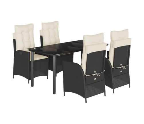 Set de muebles jardín 5 pzas con cojines ratán sintético negro