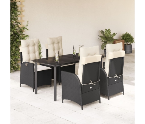 Set de muebles jardín 5 pzas con cojines ratán sintético negro