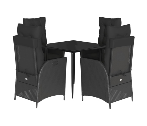 Set de muebles jardín 5 pzas con cojines ratán sintético negro