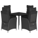 Set de muebles jardín 5 pzas con cojines ratán sintético negro