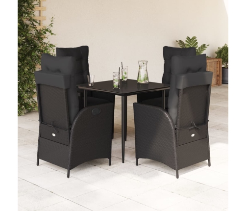 Set de muebles jardín 5 pzas con cojines ratán sintético negro