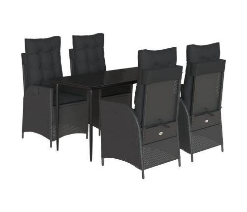 Set de muebles jardín 5 pzas con cojines ratán sintético negro