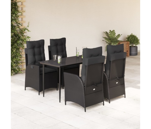 Set de muebles jardín 5 pzas con cojines ratán sintético negro