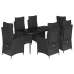 Set de comedor de jardín 7 pzas y cojines ratán sintético negro