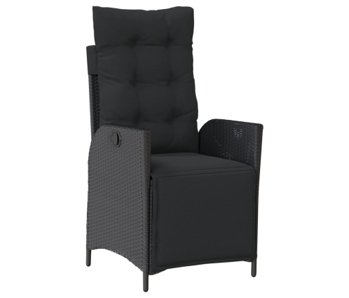 Set de comedor de jardín 9 pzas y cojines ratán sintético negro