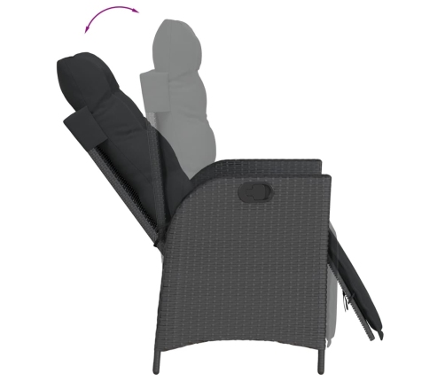 Set de comedor de jardín 9 pzas y cojines ratán sintético negro