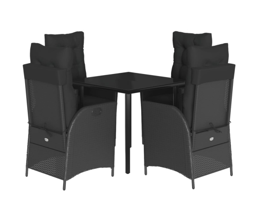 Set de muebles jardín 5 pzas con cojines ratán sintético negro