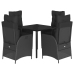 Set de muebles jardín 5 pzas con cojines ratán sintético negro