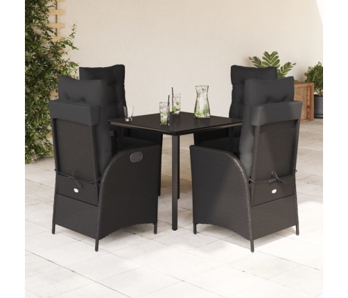 Set de muebles jardín 5 pzas con cojines ratán sintético negro
