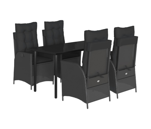 Set de muebles jardín 5 pzas con cojines ratán sintético negro
