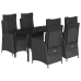 Set de muebles jardín 5 pzas con cojines ratán sintético negro