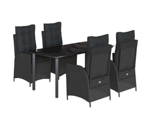 Set de muebles jardín 5 pzas con cojines ratán sintético negro