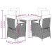 Set comedor de jardín 5 piezas y cojines ratán sintético marrón