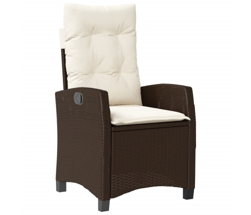 Set comedor de jardín 5 piezas y cojines ratán sintético marrón