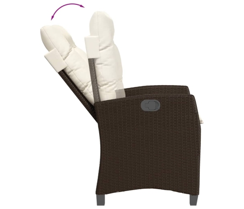 Set comedor de jardín 5 piezas y cojines ratán sintético marrón