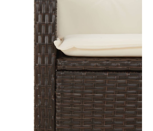 Set comedor de jardín 5 piezas y cojines ratán sintético marrón
