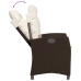 Set comedor de jardín 3 piezas y cojines ratán sintético marrón
