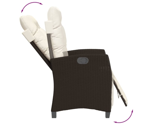 Set comedor de jardín 5 piezas y cojines ratán sintético marrón