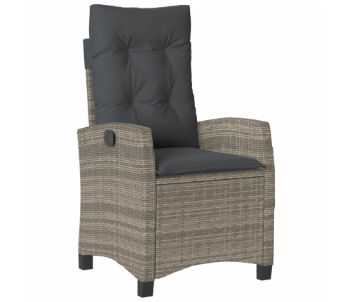 Set comedor de jardín 5 piezas con cojines ratán sintético gris