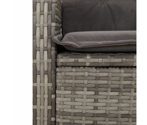 Set comedor de jardín 5 piezas con cojines ratán sintético gris