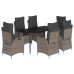 Set comedor jardín 7 pzas y cojines ratán sintético gris