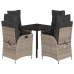 Set comedor de jardín 5 piezas con cojines ratán sintético gris